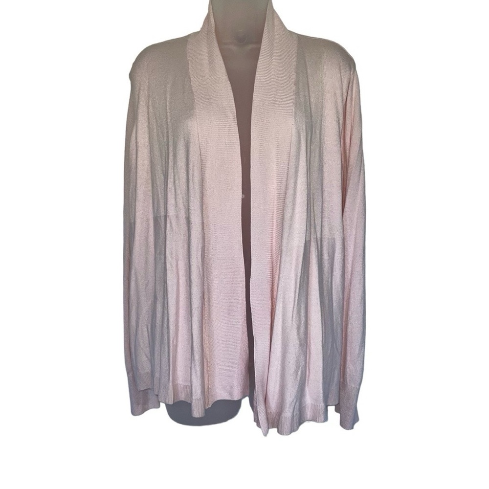 Liz Claiborne Light Pink Open Front Cardigan Sweater Work Office XL